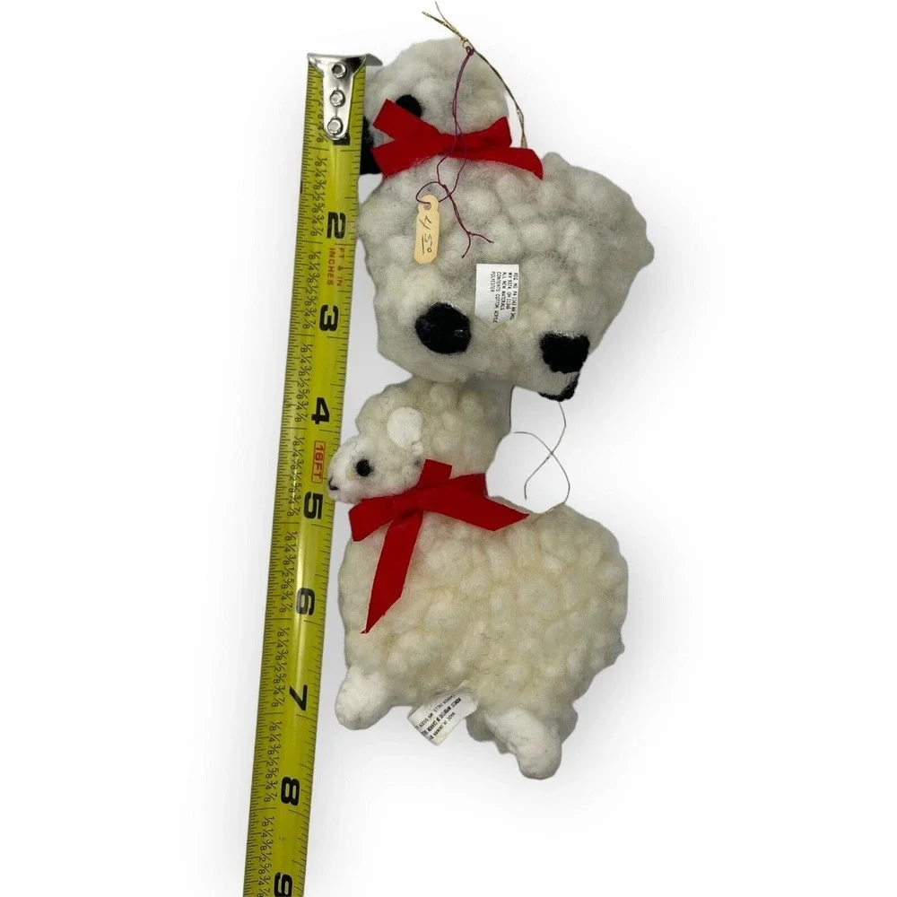 Stuffed Rag Cotton Sheep Lamb Figure Plus Christmas Decor New! + 3 Sheep Friends